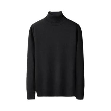 Imagem de Suéter Masculino Slim Fit De Manga Longa Com Gola Alta Casual Streetwe
