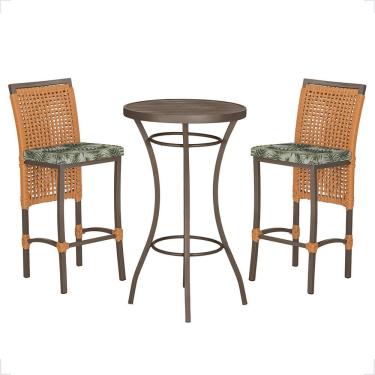 Imagem de Mesa Bistrô 2 Banquetas Roma Corda Náutica Estofado 5 Trama Terra Cota