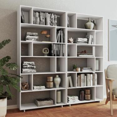 Imagem de Estante de Livros 180cmx187,5cm Conjunto 2 Estantes 10 Prateleiras Euf