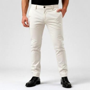 Imagem de Calça de Sarja Social Masculina Bolso Embutido Slim Fit com Lycra Espo
