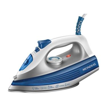 Imagem de Ferro de Passar a Vapor Mondial FVN-01-BL 127V, Branco e Azul, 110V