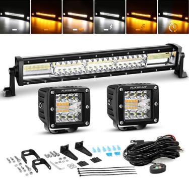 Imagem de Barra de luz LED + cápsulas de LED Auxbeam 22cm 120W + 2x 8cm 96W