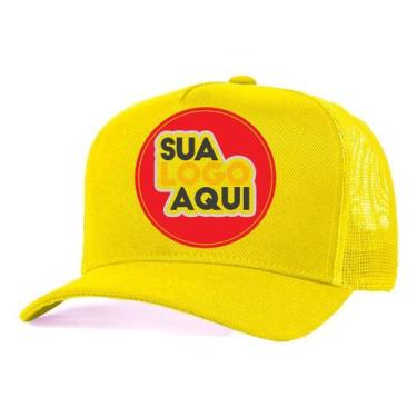 Imagem de Kit 5 Bonés Personalizados DTF Trucker Redinha Tela Aba Curva Cor:Amar