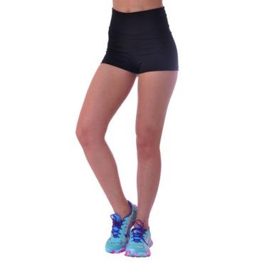Imagem de Shorts Curto Preto Fitness Feminina Suplex Cintura Alta G - Genérico