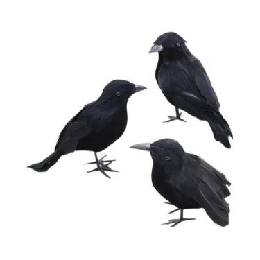 Imagem de Corvo Preto de Halloween - Decoração de Simulação para Festa Assustado