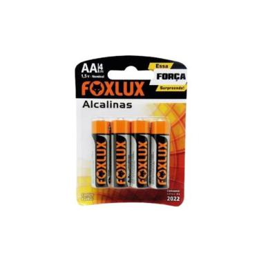 Imagem de Pilha Alcalina AA Foxlux Pequena 1,5V Blister com 4 Unidades para Dispositivos Eletrônicos