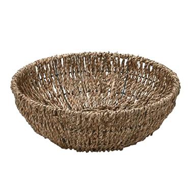 Imagem de Mimo Style Cesto Redondo 26x9, Feito em Fibra Natural em Uma Estrutura de Metal. Perfeito Para Colocar Em Sua Mesa Para Armazenar Frutas ou Servir Seus Convidados e Deixar Sua Mesa Mais Elegante