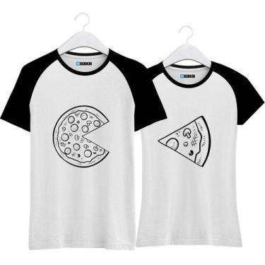 Imagem de Kit Camiseta Para Casal Combinando Pizza Love Amor - Loja Bobkin