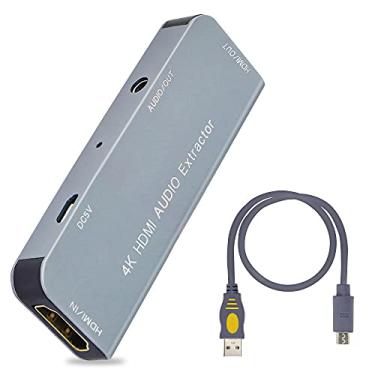 Imagem de GINTOOYUN Extrator de áudio HDMI 4K, HDMI para HDMI e divisor de áudio, conversor de vídeo HD para áudio de 3,5 mm, suporta HDMI 4K, 3D, HDM 1.4b e DVI 1.0