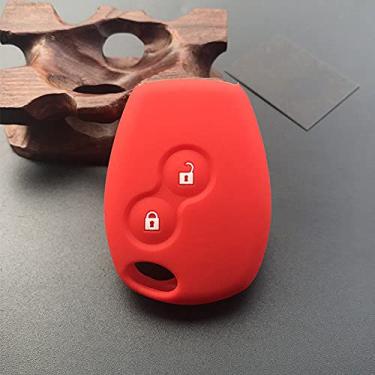 Imagem de YJADHU Capa de chave de carro de silicone, capa de chave remota, apto para Renault 2 botões Kangoo Dacia Scenic Megane Sandero Captur Twingo Modus, vermelho