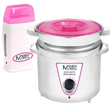 Imagem de Kit Panela Depilação Termocera 900g Com Refil Branca Com Rosa + Aquecedor de Cera Roll-on Rosa