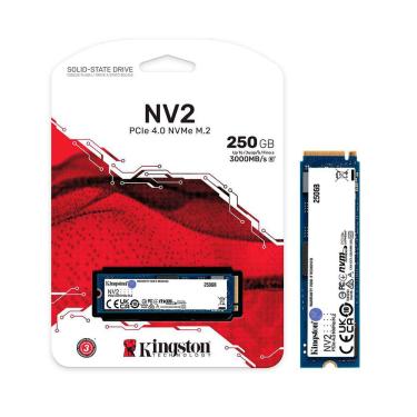 Imagem de SSD 250GB Kingston NV2, M.2 2280, NVMe PCIe 4.0 x4, Leitura 3500MB/s, Gravação 1300MB/s - SNV2S/250G