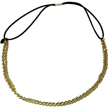 Imagem de Mia Fashion faixa de cabe a, acess rio de cabelo ou colar, corrente de metal torcido + faixa de borracha el stica, ouro amarelo, para mulheres, adolescentes, meninas