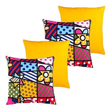Imagem de Kit 2 Capas de Almofada 45x45cm Estampada E Lisa (Romero brito)