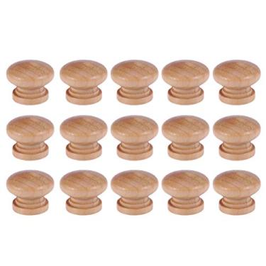 Imagem de Puxadores de armário DOITOOL, de madeira natural, em forma de cogumelo, com parafusos, para gavetas, armários, cômodas, 30 peças, (2,8 x 2,8 x 2,4 cm, pequenos)