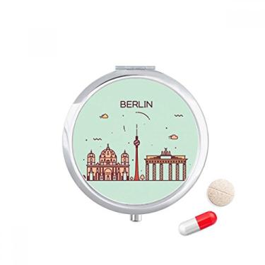 Imagem de Estojo de comprimidos com padrão de marco plano Berlim Alemanha, caixa de armazenamento de medicamentos dispensador de recipiente