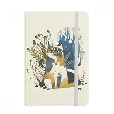 Imagem de Caderno de animais em aquarela de três olhos em tecido com capa dura e diário clássico