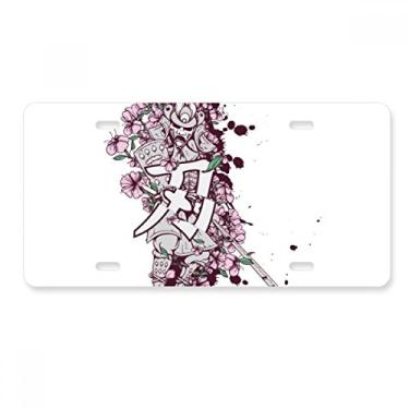 Imagem de DIYthinker Espada Samurai Japonesa Ninja Sakura Art Placa de licença Decoração de carro Acessório de aço inoxidável