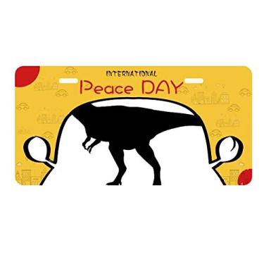Imagem de DIYthinker Placa de licença em formato de ossos de dinossauro em miniatura para decoração de carro, dia da paz