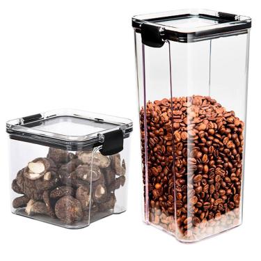 Imagem de Pote Hermetico Tampa com Trava Vacuo Kit 2 Unidades Acrilico Veda Conserva Alimento Cozinha Multiuso Armario Empilhavel Utilidades Resistente