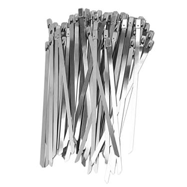 Imagem de Abraçadeira de Cabo Com Travamento Automático, Abraçadeiras de Metal Com 100 Unidades, Abraçadeira de Aço Inoxidável, Kit de Conjunto de Travamento Automático para Linha de