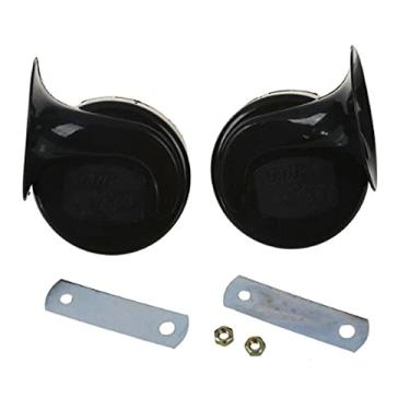 Imagem de Buzina de ar super alta 2 peças buzina de ar de 12V para carro universal 150/300DB caminhões carro barco alta pressão alto-falante klaxon para carro acessórios de motocicleta kit de buzinas de trem (cor: 2 peças preto, tamanho: 12V)