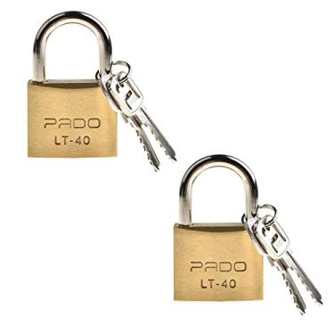 Imagem de 2 Cadeados Pado Lt 40mm 4 Chaves Não Enferruja Resistente