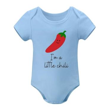 Imagem de SHUYINICE Macacão infantil engraçado para meninos e meninas macacão premium para recém-nascidos I'm A Little Chili Baby Onesie, Azul-celeste, 0-3 Months