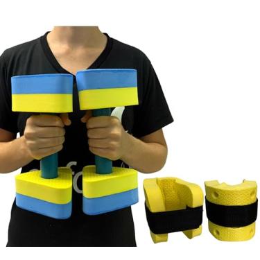 Imagem de Kit Par Halteres Hidroginástica 1-2kg + Par de Caneleiras 1-2kg Dafoca Sports Azul/Amarelo