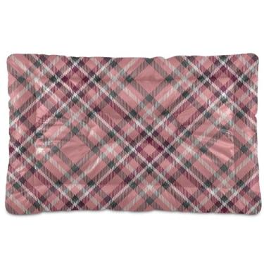 Imagem de Buffalo xadrez xadrez tartan escocês rosa preto branco roxo colchão de cachorro cama à prova de mastigação para cães 45 x 61 cm almofada para animais de estimação pequenos, médios e grandes