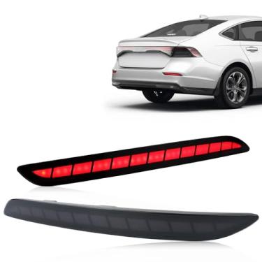 Imagem de GEEGEETOP Lente vermelha LED refletor traseiro conjunto de farol de neblina compatível com Honda Accord 2023 2024 LX EX Sport Hybrid Functions 3 em 1 kit (fumado)