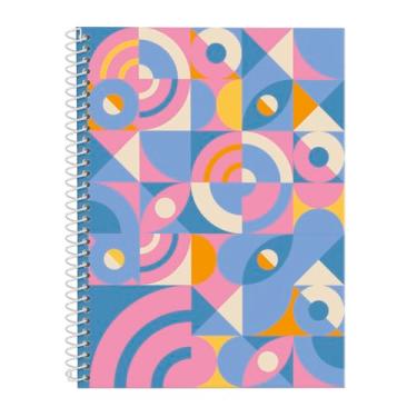 Imagem de Caderno Universitário Capa Dura Bauhaus Azul e Rosa 1 Matéria