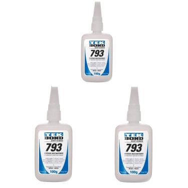 Imagem de Kit 3 Unidades Cola Adesiva Instantânea 793 100g Tek Bond