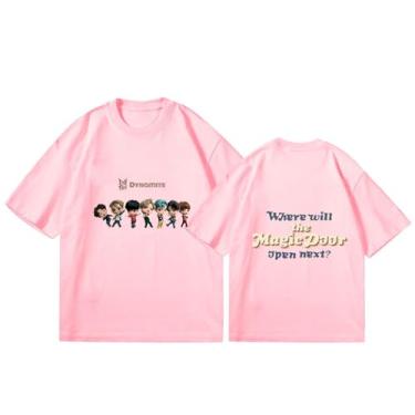 Imagem de Camiseta K-pop Solo Dynamite, 2023 camisetas soltas unissex com suporte de mercadoria estampadas camisetas de algodão, rosa, M