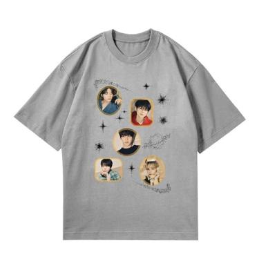 Imagem de Camiseta Txt Dream Week-5th 2024, camisetas soltas K-pop unissex com suporte superior, camisetas estampadas de algodão Merch, Cinza A, GG