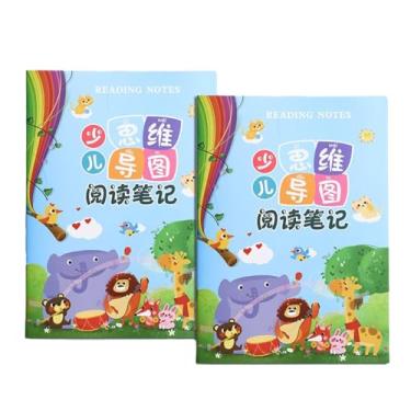 Imagem de Joucien Notas de Leitura Mapa Mental Caderno para Alunos do Ensino Fundamental Boas Palavras e Frases Extratos de Leitura - Azul 1 Livro (24 Folhas)-B5