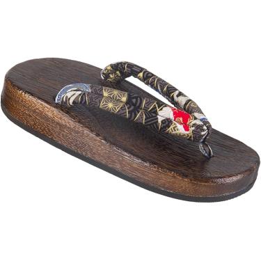 Imagem de Sandálias femininas masculinas japonesas chinelos de madeira tradicional quimono geta sandálias tamancos, chinelos de verão chineses orientais apartamentos femininos sandálias ao ar livre sa