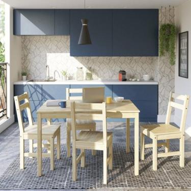 Imagem de Mesa de Madeira Maciça com 4 Cadeiras Mandacaru CabeCasa MadeiraMadeira Bege