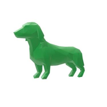 Imagem de Salsicha Cachorro Geométrico Decoração 3D 10 Cm - Verde - Generico