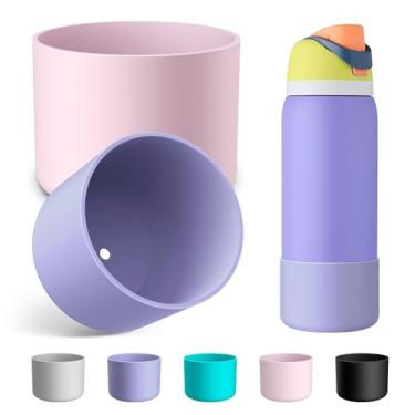 Imagem de 2 peças de capa de garrafa de água de silicone Alwenid para Owala 947 ml, capa protetora antiderrapante para garrafas de água de aço inoxidável FreeSip, Twist e Flip (roxo + rosa)