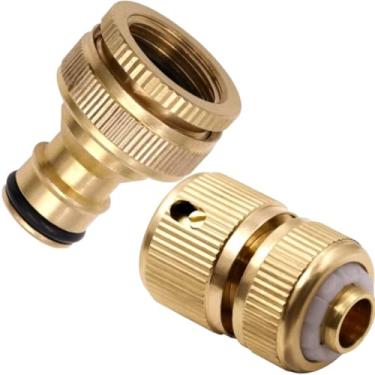 Imagem de Conector e Engate Rápido de Latão Resistente para Mangueira de Jardim de 1/2" com Bico Conector de Torneira 3/4" com Adaptador de 1/2" (1 BICO 3/4 + ENGATE RÁPIDO 1/2)