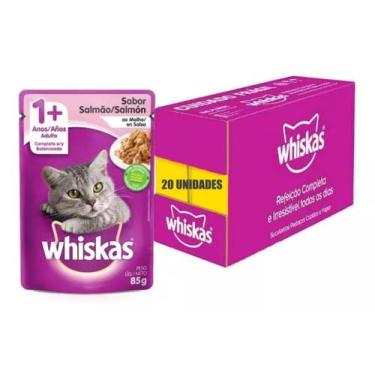 Imagem de Caixa Sachês Whiskas Salmão Gatos Adultos 85g