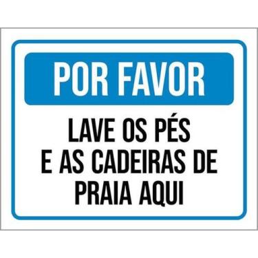 Imagem de Kit 3 Placas Sinalização - Lave Pés Cadeiras Praia Aqui - Sinalizo