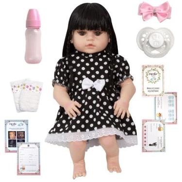 Imagem de Bebe Reborn Menina Gatinha Morena Completa + Vários Itens - Cegonha Re