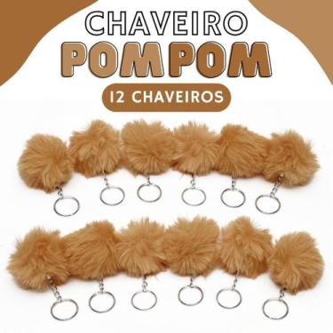 Imagem de Chaveiro Pompom Pelúcia Caramelo - 50Mm Kit C/12 Unidades - Nybc