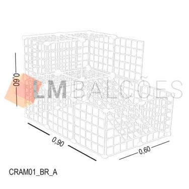 Imagem de Cercadinho Aramado Branco com Rampa Para Pet - 0,90 x 0,60 x 0,60m - L