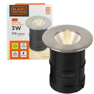 Imagem de Balizador Chao Spot Embutir Inox 3w Branco Quente 3000k Ip65 - Black+D