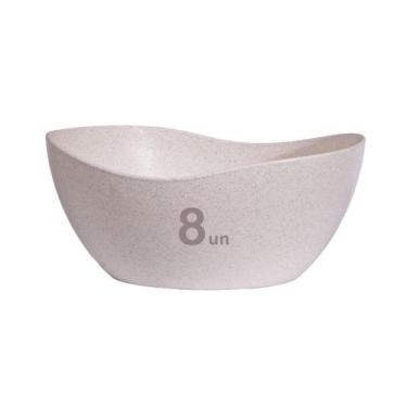 Imagem de 8un Tigela saladeira bowl oval servir 1,9lt bege - Evo