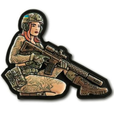 Imagem de M-Tac Morale Patch Tactical Girl – Remendos de PVC para colete, mochilas, chapéus – Patch militar tático com suporte de gancho (Skandinavik)