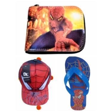 Imagem de Chinelo bone e carteira do homem aranha , kit 3 em 1 ,super presente p
